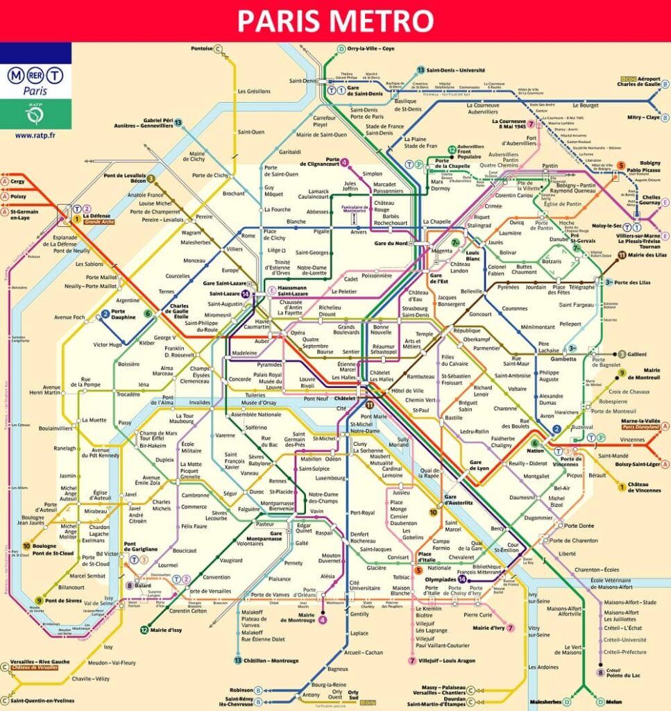 mapa metrô Paris